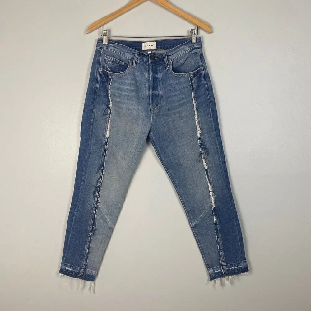 FRAME 'Le Mix Repair' High-Waist Jeans Palomino - Size 28 - Picture 3 of 11